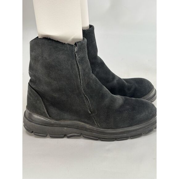 Cole‎ Haan Boots Lug Chelsea Suede Men 12 Black Shearling Lined Italian Zip - Picture 1 of 9